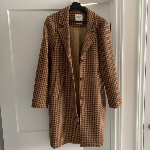 Women's Abercrombie Brown Houndstooth Coat - Picture 2 of 2